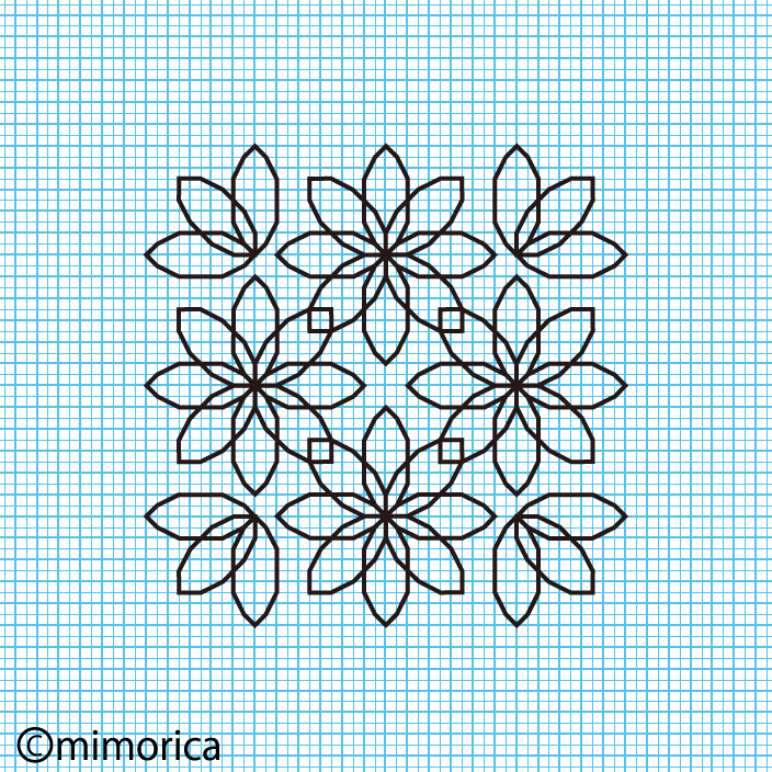 027 花と葉の幾何学模様の刺繍 刺繍模様 Mimorica S Embroidery Designs