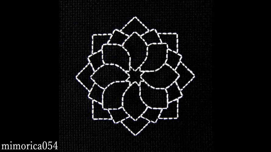 椿模様の刺繍 Camellia pattern embroidery