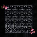 067.花の幾何学模様の刺繍　Flower geometric pattern embroidery .