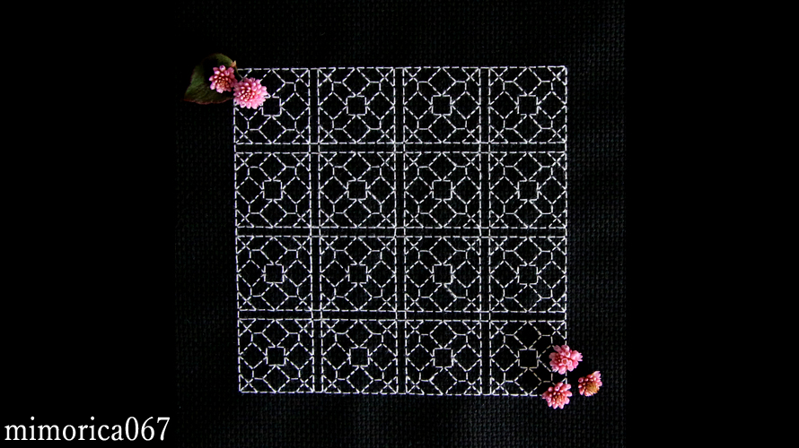 花の幾何学模様の刺繍　Flower geometric pattern embroidery