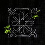 068.花の紋章的模様の刺繍　Flower heraldic pattern embroidery.