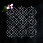 069.正方形が連なる幾何学模様の刺繍　Geometric pattern embroidery with square .