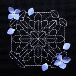 075.紫陽花模様の刺繍 Hydrangea pattern embroidery.